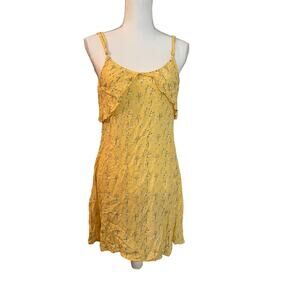 Lagaci Women's Summer Yellow Floral Print Dress Size Medium
